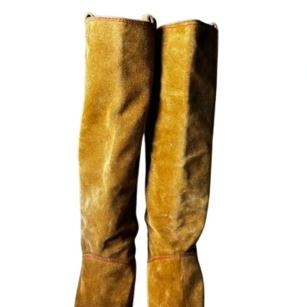 Kate Spade New York Size 10 Suede Collins Campus Knee High‎ Boots Tan Block Heel